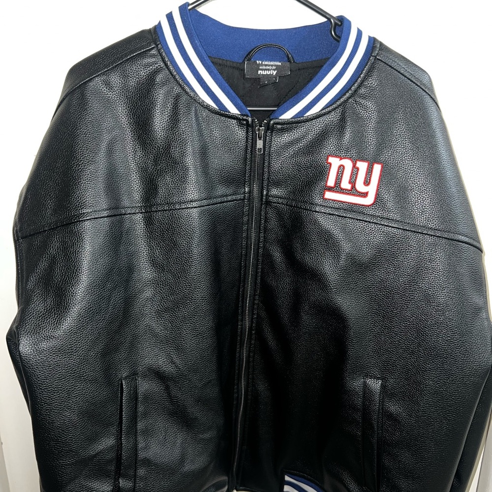 NY Black Leather Varsity Jacket